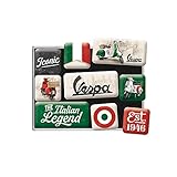 Nostalgic-Art Retro Kühlschrank-Magnete Vespa – Italian Legend – Geschenk-Idee für Roller-Fans, Magnetset für Magnettafel, Vintage-Design, 9 Stück