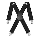 Hosenträger für Herren X förmige 5cm breit verstellbar und elastisch mit einem sehr starken Clips, Hosenträger X-Form Lange für Männer und Damen H