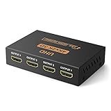 VKBAND HDMI Splitter 1 auf 4 Ausgang V1.4-betriebene 1x4-Port-Box unterstützt volle Ultra HD 1080P 4K 60hz/ 2K und 3D-Auflösungen (1 Eingang auf 4 Ausgänge)