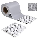 PVC Sichtschutzstreifen, Zaun Sichtschutz, Sichtschutz für Zaun, 35 Meter x 19 cm, inkl. 30 Befestigungsclips, Blickdicht, Windschutz, 450g/m²(Hellgrau)