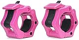 TOFEIC Langhantelklemmen, 5,1 cm, olympische Größe, Schnellspanner, Hantelstange, Stoßstange, Hantelscheiben, ideal für Fitnessstudio, Crossfit, Wrokout, Muskel-Fitness, Pro-Training, Pink (2 Stück)