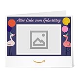 Amazon.de Gutschein zum Drucken mit eigenem Upload (Flamingo Geburtstag)