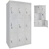 Spind Schließfachschrank Metallschrank Umkleideschrank Metallspind Lagerschrank Mehrzweckschrank 9 Fächer 180 x 90 x 50 cm, Farbe:Grau-G