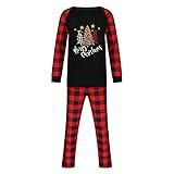 Weihnachten Schlafanzug Familie Parent-Child Outfit 2PC Eltern Kind Pyjamas Outfits Merry Christmas Bedruckt Nachthemd Top Plaid Schlafanzughose Baby Strampler Winter Warme Nachtwäsche Hausanzug