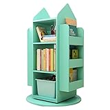 360 ° Drehbares Bücherregal Einfaches Modernes Regal Platzsparendes Einfaches Bücherregal Aus Eisen Geeignet Für Zuhause, Büro (Color : Green, Size : 60 * 105cm)