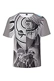 Piccodos Anime 3D Kurzarm T-Shirt Tee Shirt Hemd Hokage Uchiha Obito Top Bluse Hemd Cosplay Kostüm Version-49 Grau XS (Chest 88cm)