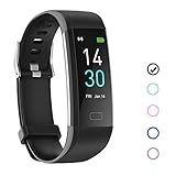 Fitness Tracker Armband Wasserdicht IP68 Schwarz mit Pulsmesser Schlafmonitor Fitness Tracker Schrittzähler Aktivitätstracker Uhr für Damen Herren Kinder Smartband für IOS