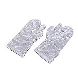 juqingshanghang1 Handschuhe 500℃Aluminized hitzebeständige Handschuhe Hochtemperatur Sicherheit Arbeitshandschuhe Aluminiumfolie Feuerbeständige Antiverbrühschutz G
