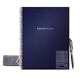 Rocketbook Matrix Graph Notebook - Eco-Friendly Reusable Notebook with 1 Pilot Frixion Pen & 1 Microfiber Cloth Included - Dark Blue, Letter S