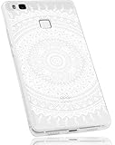 mumbi Hülle kompatibel mit Huawei P9 Lite Handy Case Handyhülle mit Motiv Mandala weiss, transp