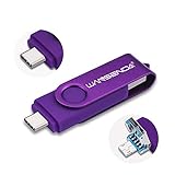 WANSENDA 3-in-1 USB 3.0/3.1 Flash Drive Type-C Type-A & Micro USB Photo Stick für Android-Geräte/PC/Tablet/Mac (256 GB, lila)