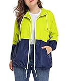 Regenjacke Damen Regenmantel Große Größen Windbreaker Jacke Wasserdicht Winddicht Softshelljacken Windjacke Outdoorjacke Leuchtendes Grün XXL