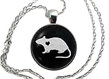 Ratten-Halskette, Glaskuppelanhänger, niedliches Geschenk für Haustierliebhaber, runder Kunst-Cabochon-Charm, Schmuck, Haustier-Gedenkstück, Maus-Schmuck