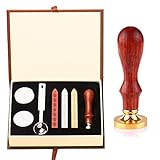 Hogwarts Magic School Siegelwachs, Siegelstempel-Set für Briefe, Geschenke, 1 Holzgriff-Siegel + 3 Retro-Wachs + 1 Löffel + 2 weißes Wachs b
