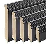 Schwarze Sockelleisten Alt-Berliner Profil MDF Folie 60/80/100/120mm [SPARPAKET] Farbe 120mm, Größe 20 Stück / 46