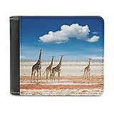 Afrika Giraffen Herren Leder Geldbörse,Unisex Slim Geldbörsen Geldbeutel Geschenke für Freund/Männer/Vater White One S