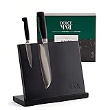 DOLCE MARE Messerblock magnetisch mit extra starken Magnet - Messerbrett für Ihre Küchenmesser oder Besteck – Messerblock aus schwarzem Kautschukholz unbestückt ohne Messer - Design M