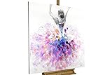 KunstLoft® Acryl Gemälde 'Primaballerina' 80x80cm | original handgemalte Leinwand Bilder XXL | Lila & Pinke Ballerina auf Weiß | Wandbild Acrylbild Moderne Kunst einteilig mit R