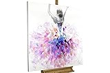 KunstLoft® Acryl Gemälde 'Primaballerina' 80x80cm | original handgemalte Leinwand Bilder XXL | Lila & Pinke Ballerina auf Weiß | Wandbild Acrylbild Moderne Kunst einteilig mit R