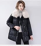 GRGFG Daunenmantel Damen,Damen Daunenjacken Schwarz Fashion Revers Pelzkragen Kurzer Leichter Stepp Daunenmantel Parka Mantel Winter Warme Winddichte Jacke Lässige Lockere Oberbekleidung,3XL