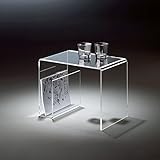 HOWE-Deko Hochwertiger Acryl-Glas Beistelltisch mit Zeitungsfach, klar, 48 x 32 cm, H 38 cmAcryl-Glas-Stärke 8