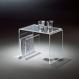 HOWE-Deko Hochwertiger Acryl-Glas Beistelltisch mit Zeitungsfach, klar, 48 x 32 cm, H 38 cmAcryl-Glas-Stärke 8