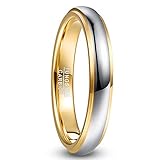 NUNCAD Damen 4mm Wolframcarbid Gold Hochzeit Ring Silber Jahrestag Ring für Männer Frauen Kuppelstil Größe 62