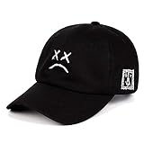 WNSS9 Premium-Vati-Hut-Stickerei 100% Baumwolle Baseball Cap Sad Face Hat Xxx Tentacion Hip Hop Cap Adjustable Sommer Golf Liebe Lil.peep Hysteresen-Kappen for Damen Herren Casquette Unisex Visor Kapp