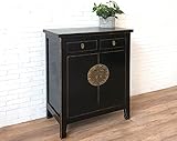 OPIUM OUTLET Kommode Asia Sideboard Hochzeitsschrank China Schrank Oriental Vintage Shabby Chic Antik-Stil schw