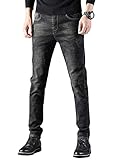 JIER Herren Jeans Shorts Regular Fit Hose Hohe Taille Sommerhosen Stretch Jeanshosen Hohe Taille Freizeithosen Hose mit Geradem Bein Jeanshose Pants (Schwarz,33,33)