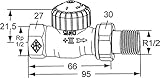 HEIMEIER Thermostat-Ventilunterteil V-exact II, Durchgang, DN 15, vernick