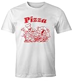 MoonWorks Pizza Shirt Schachtel Motiv Italiano Italien Fun-Shirt weiß L