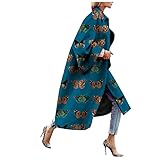 GOKOMO Lang Bedruckte Mantel Elegant Schlank Freizeit Warm Glänzend Wintermantel Elegant Jacke Warm Winter Warm Jacke Damen Herbst Stilvoll Mantel Neue Damenbekleidung(XL,Grün)