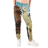 LAOLUCKY Damen Sweatpants Jogger Jersey Pants Mode Casual Sport Hose, Süße Llamas flauschige Alpaka weiß, S