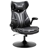 Vinsetto Gaming Stuhl Ergonomischer Computerstuhl mit Wippenfunktion Drehstuhl höhenverstellbar Stahl Schwarz+Grau 67 x 75 x 106-112