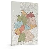 Trip Map Pinnwand Deutschlandkarte - Leinwand Deutschland Pinnwand mit Pins - Bunte Farben - zur Personalisierung - Karte von Deutschland zum Pinnen - 150x100 cm; 120x80 cm; 100x70 cm Größ