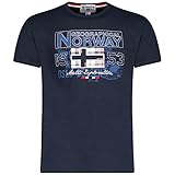 Geographical Norway JOLYMPIA Herren T-Shirt Baumwolle T-Shirt Classic Logo Kurzarm Rundhalsausschnitt Regular Fit Lässige (Marineblau, XL)