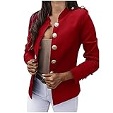 Damen Blazer für Frauen, Dasongff Blazer Elegant Anzugjacke Mantel mit Knopfleiste Kurzblazer Military Blazer Cardigan Slim Fit Freizeit Stehkragen Büro Anzug Jacken Vorne Offen für Office B