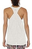 icyzone Damen Yoga Fitness Tank Top Lang - Training Jogging Ärmelloses Shirt Sport Oberteil Tops (M, Off White)