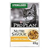 PURINA PRO PLAN STERILISED NUTRISAVOUR Katzenfutter nass für kastrierte Katzen, mit Huhn, 26er Pack (26 x 85g)