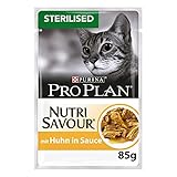 PURINA PRO PLAN STERILISED NUTRISAVOUR Katzenfutter nass für kastrierte Katzen, mit Huhn, 26er Pack (26 x 85g)