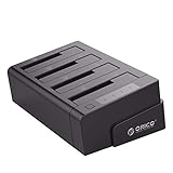 ORICO USB 3.0 zu SATA Offline Klon Festplatten Dockingstation, 4-Steckplatz Festplattengehäuse für 2,5 und 3,5 Zoll SATA HDD/SSD bis zu 4X 16TB mit 12V 6.5A Netzteil (Werkzeugfrei, LED Statusanzeige)