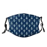 Mermaid Ocean Dunkle Gesichtsmaske, wiederverwendbare Bandanas verstellbare Sturmhaube, staubdichte Schals mit Filtern für Herren und Damen, Anchor 02, Einheitsgröß