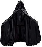 GRACEART Damen Cape Umhang Mit Kapuze Mittelalter Mantel Lang Halloween kostüm Für Hochzeit Braut Abendkleid Brautkleid (schwarz)