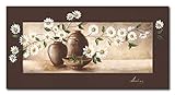 Artland Wandbild im Rahmen Design Bild Motiv gerahmt 100x50 cm Stillleben Natur Blumen Margeriten Blüten Vasen Töpfe Malerei Braun A3FJ