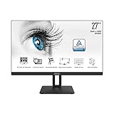 MSI PRO MP271QPDE 69cm (27 Zoll) IPS LED Monitor (16:9, WQHD (2560x1440), HDMI, DisplayPort, Verstellbar, Anti-Glare Display, Weniger Blaulicht, Rahmenlos)