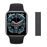 YDZ Smart Watch 2021 Quadratischer Bildschirm 44 mm Bluetooth Anruf kabelloses Laden I Elektrogeräte Damen Herren Uhr Körpertemperatur geeignet für Android iOS (D) (J)