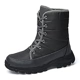 ZYZSTR Outdoor Herren Stiefel Winter Winddicht Schneestiefel Wasserdicht Rutschfest Halten Warm Baumwollschuhe Große Größe Casual Wanderstiefel (Farbe: Grau, Schuhgröße: 40)