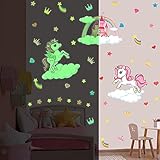 KAIRNE Wandtattoo Kinderzimmer Mädchen,Leuchtsterne Selbstklebend Wandtattoo,Schlos Leuchtsticker Einhorn Wandaufkleber für Mädchen Schlafzimmer,Rosa Fluoreszierend Sticker Babyzimmer Deko Geschenk