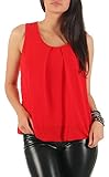 Malito Damen Bluse ärmellos | Tunika mit Rundhals | leichtes Blusenshirt | Elegant - Shirt 6879 (rot)